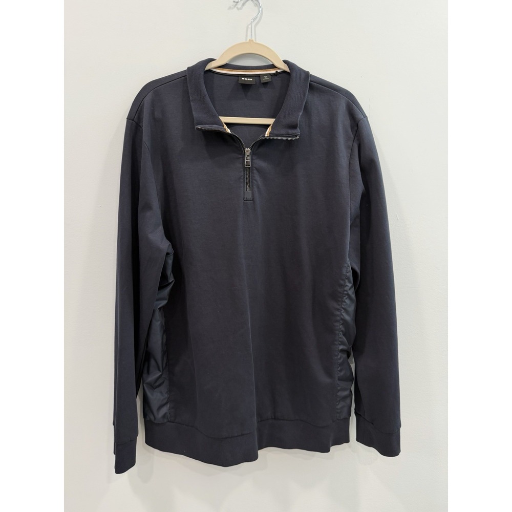 BOSS HUGO BOSS XXL Quarter Zip Pullover Jacket Navy Lightweight Casual Gorpcore